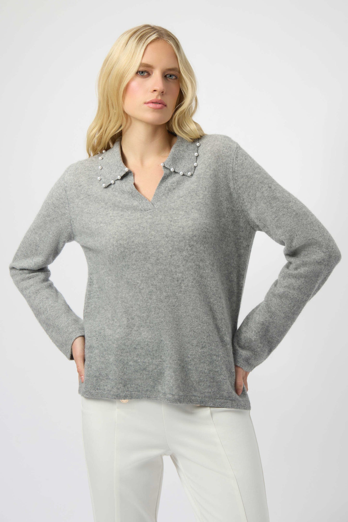 Cashmere Pearl Collared Sweater