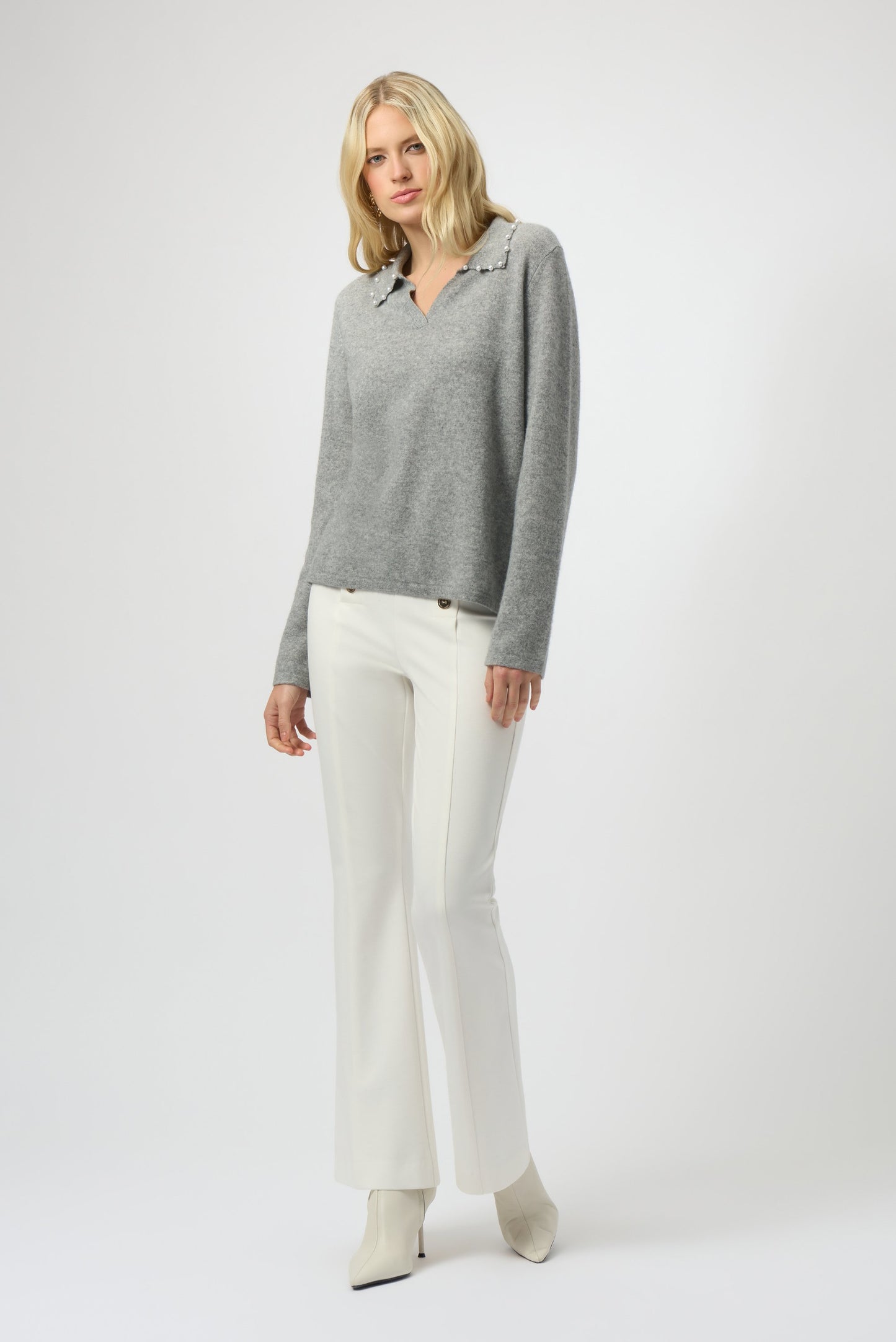 Cashmere Pearl Collared Sweater