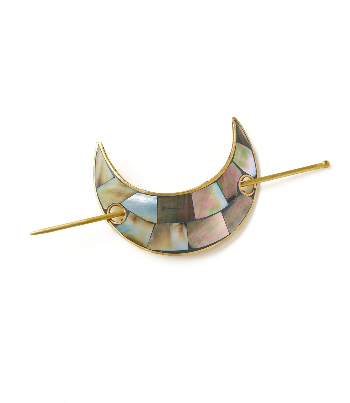 Crescent Moon Pearl Hair Pin with Stick