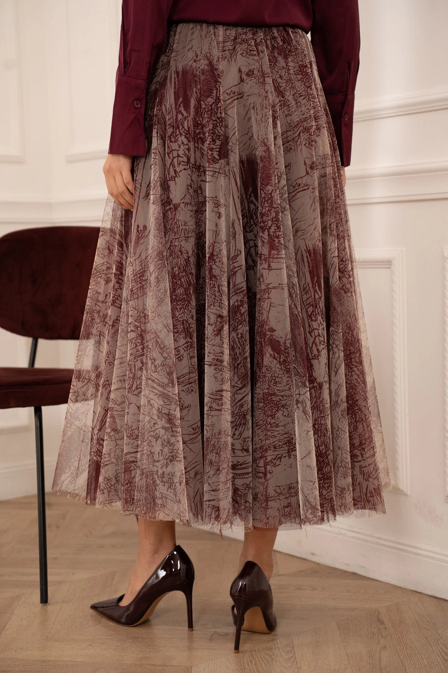 Toile Burgundy Tulle Skirt
