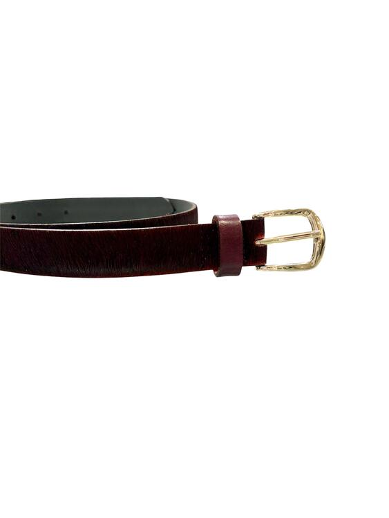 Cow Fur Belt With Gold Buckle