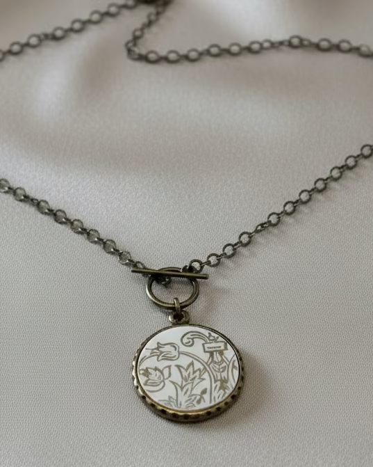 "Botanical" Antique China Necklace