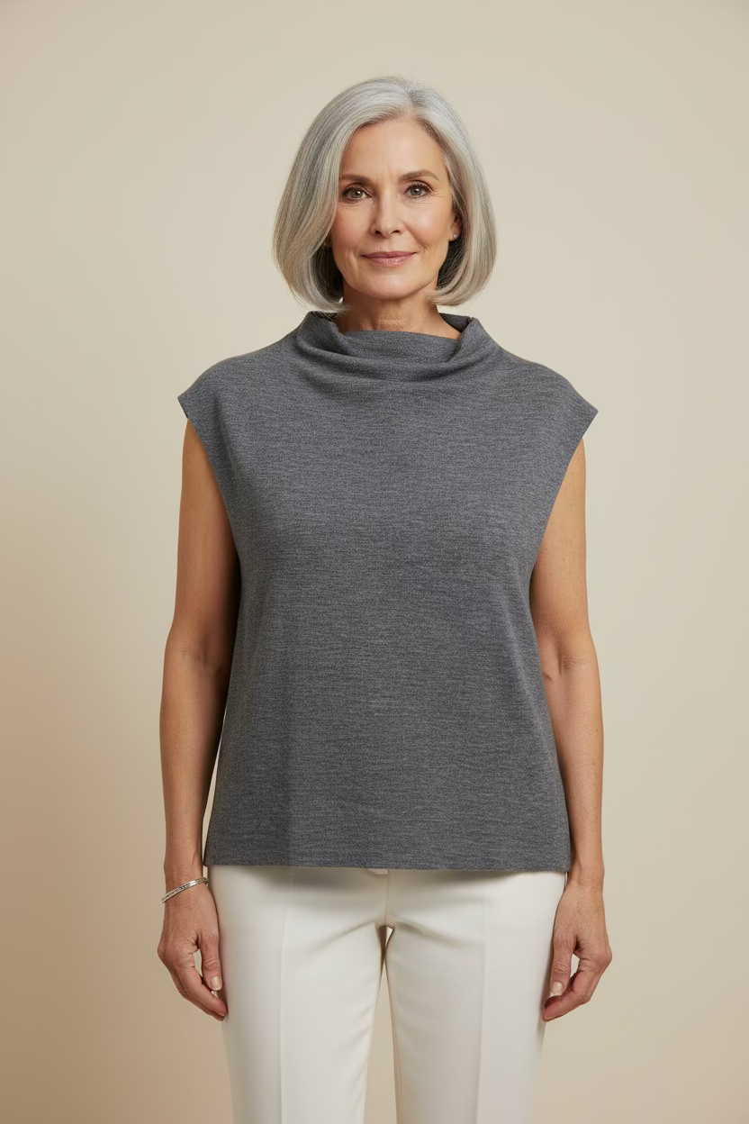 Box Vest with Draped Neck