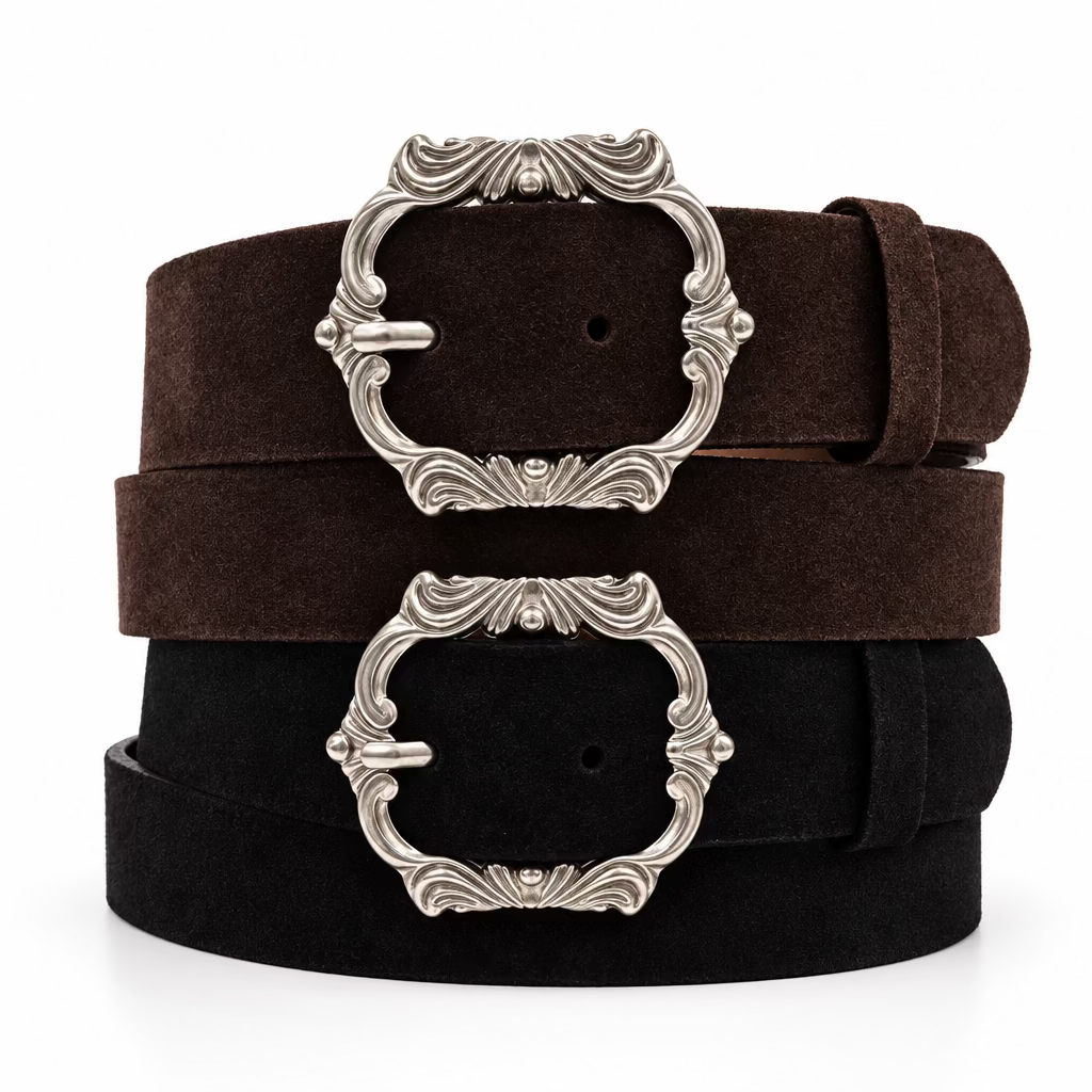 Antique Bar Buckle Suede Belt