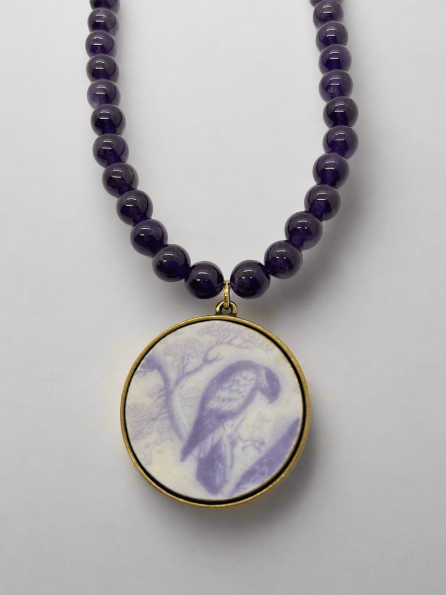 Amethyst Beaded Antique China NecklaceJewelryPosh Boutique