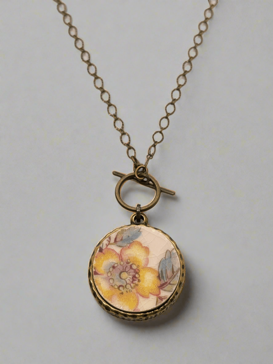 Antique China Floral Pendant NecklaceJewelryPosh Boutique