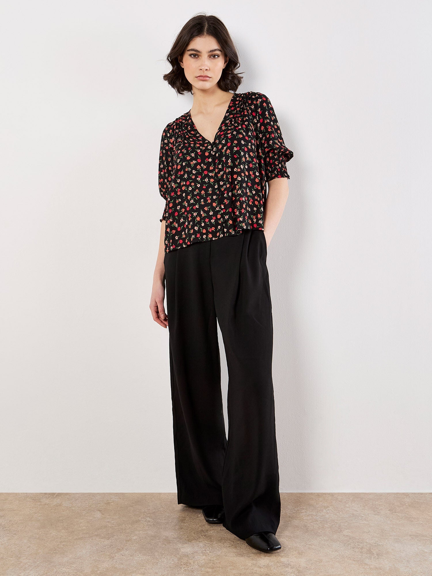 Apricot Ditsy Floral BlouseTopsPosh Boutique