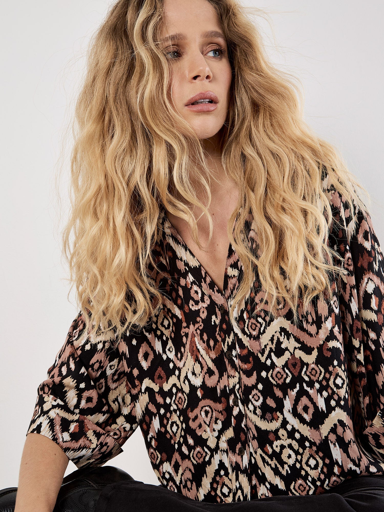 Apricot Ikat ShirtTopsPosh Boutique