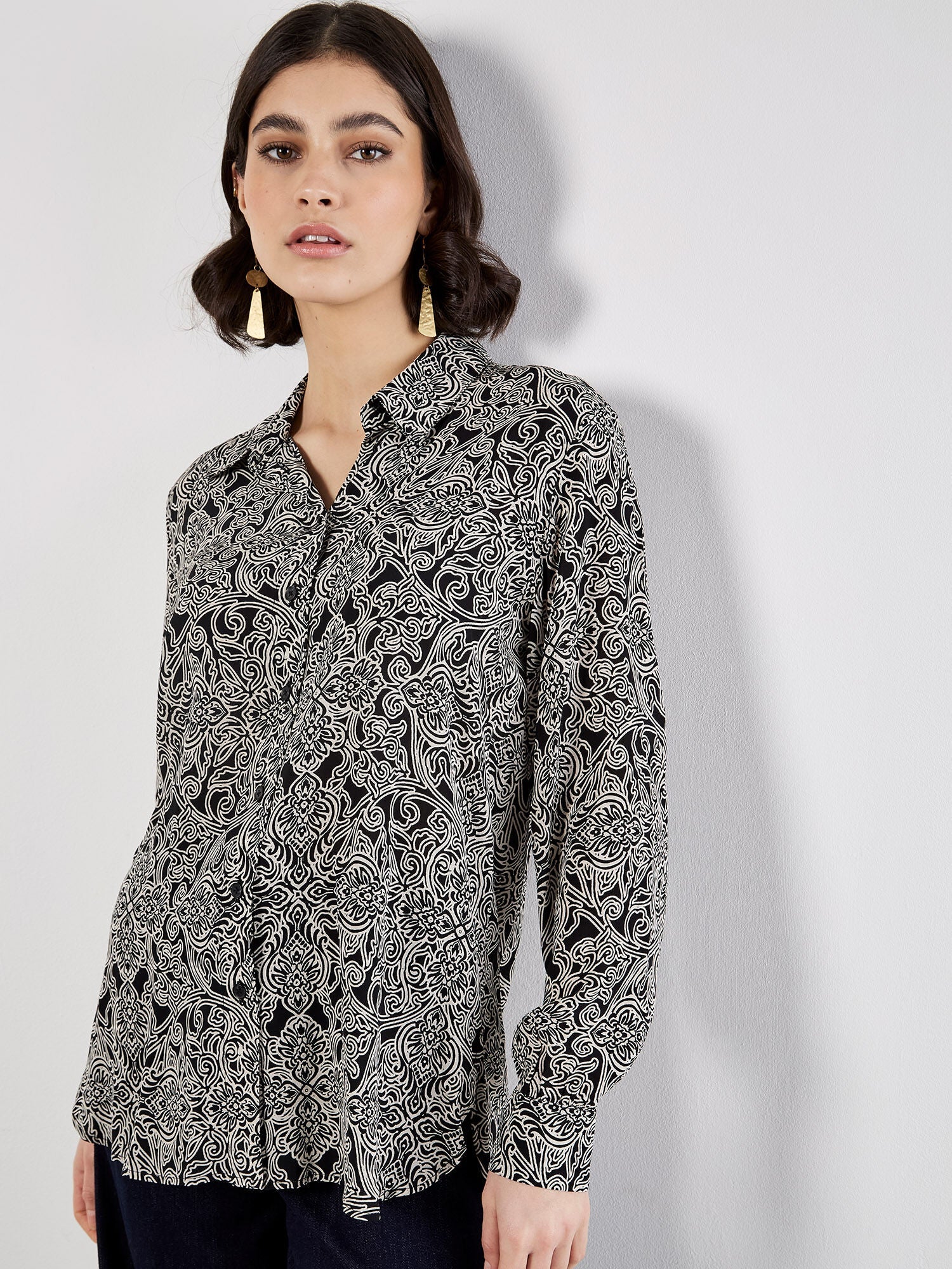Apricot Paisley Sheer ShirtTopsPosh Boutique