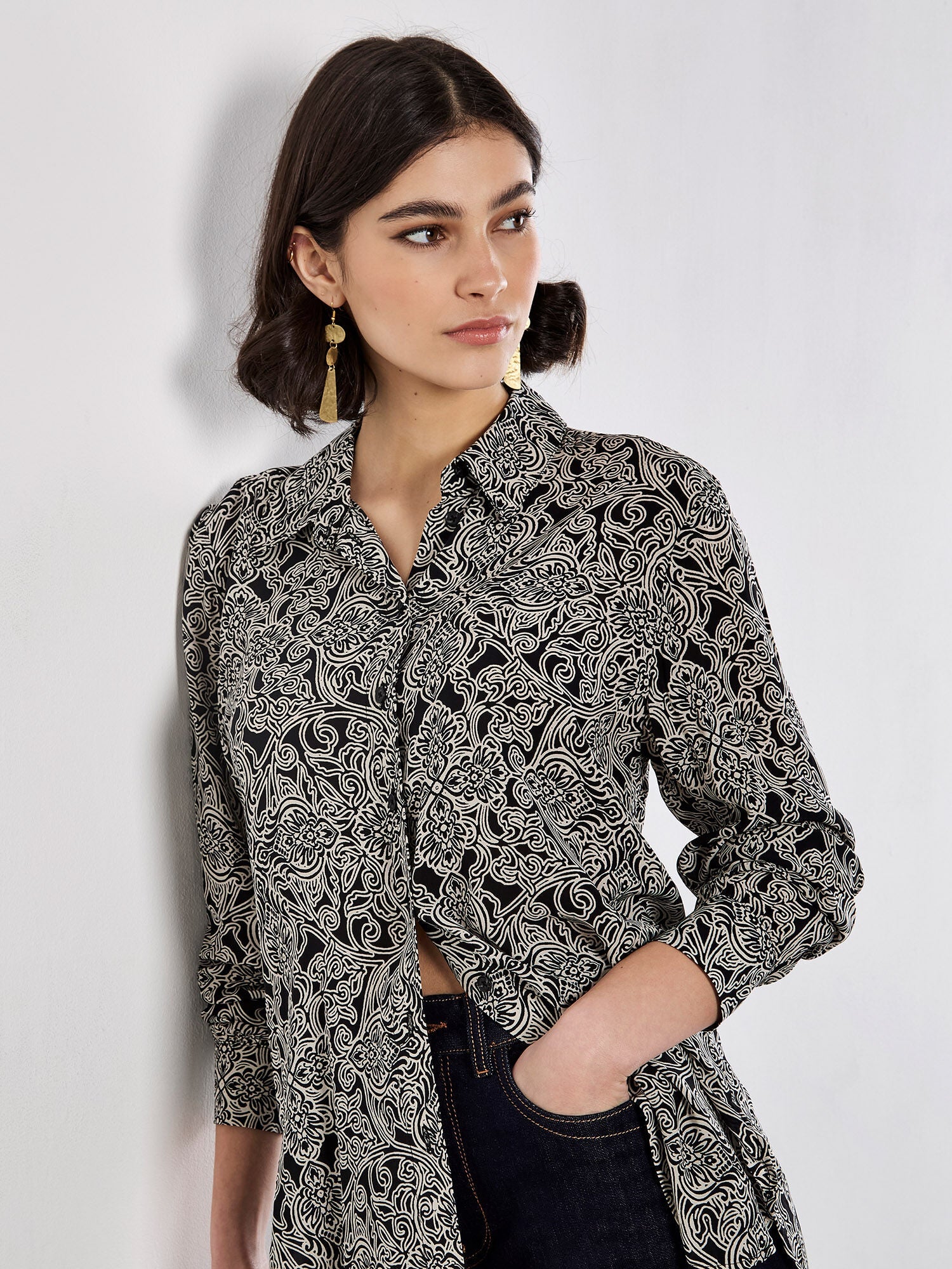 Apricot Paisley Sheer ShirtTopsPosh Boutique