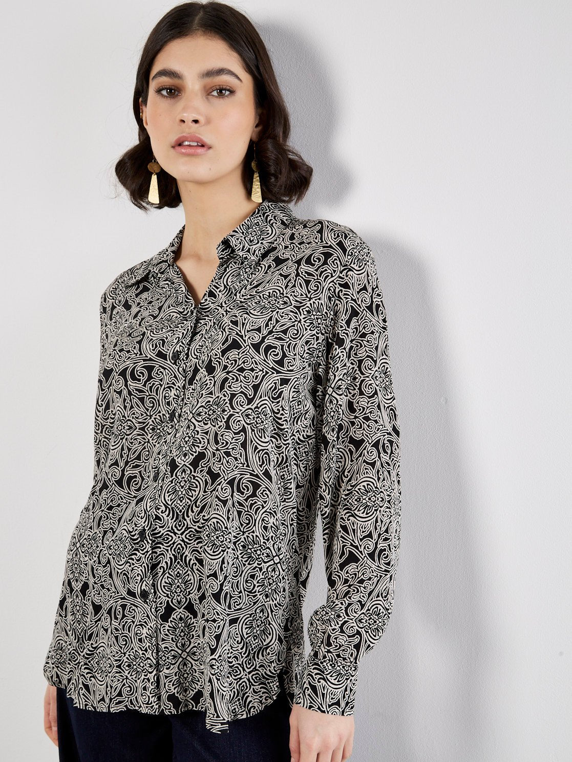 Apricot Paisley Sheer ShirtTopsPosh Boutique