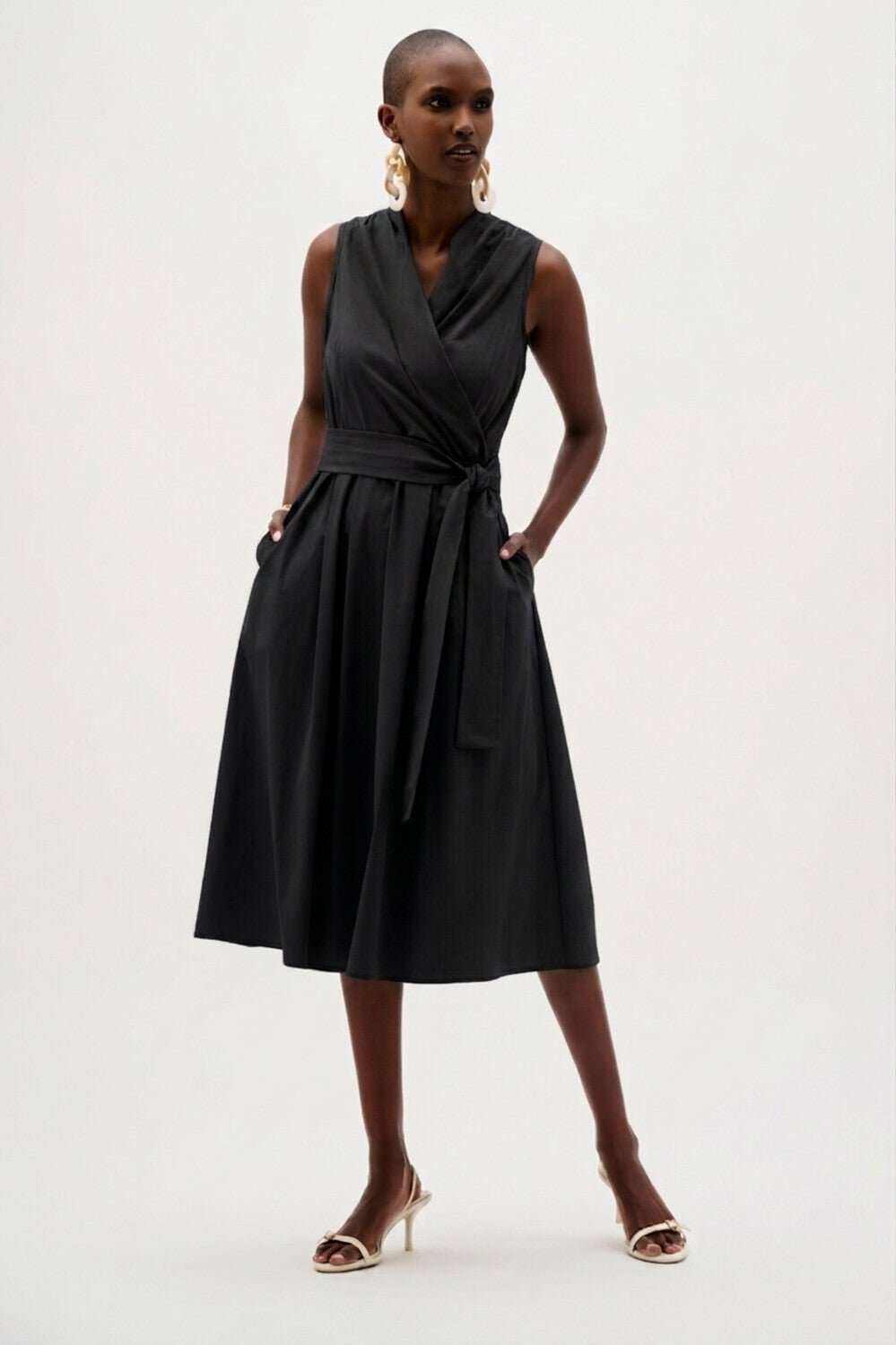 Belted Wrap Midi DressPosh Boutique