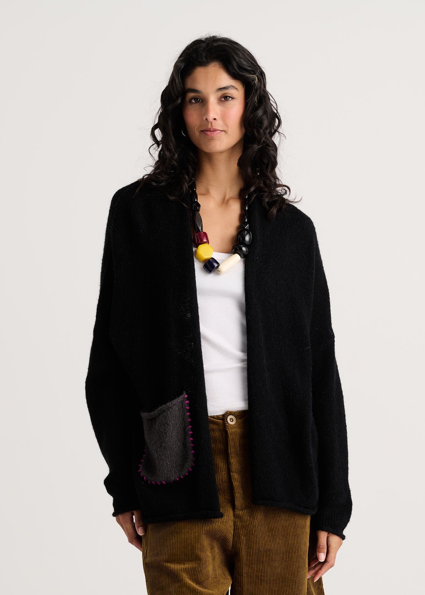トップス BUMPY PATTERNED KNIT CARDIGAN - BLACK Eye Spy Black Cardigan – Posh Boutique