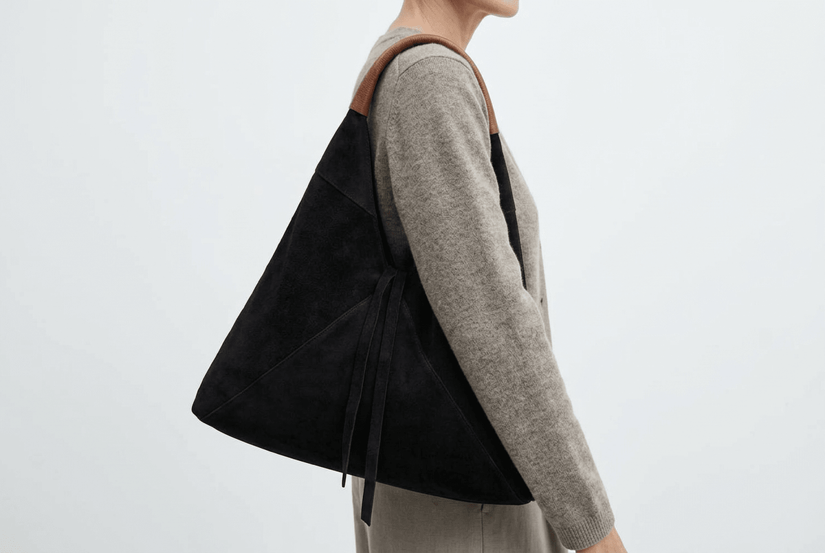 Dema Suede Leather Bag BlackHandbagsPosh Boutique