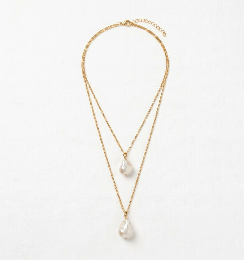 Double Pearl Drop NecklaceJewelryPosh Boutique
