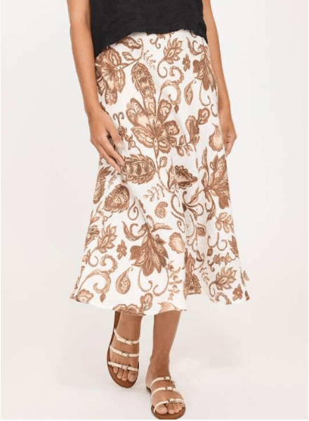 Floral Paisley Linen SkirtPosh Boutique