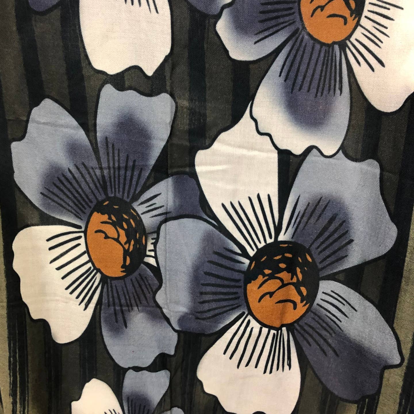 Floral Stripe Wool and Silk ScarfScarvesPosh Boutique