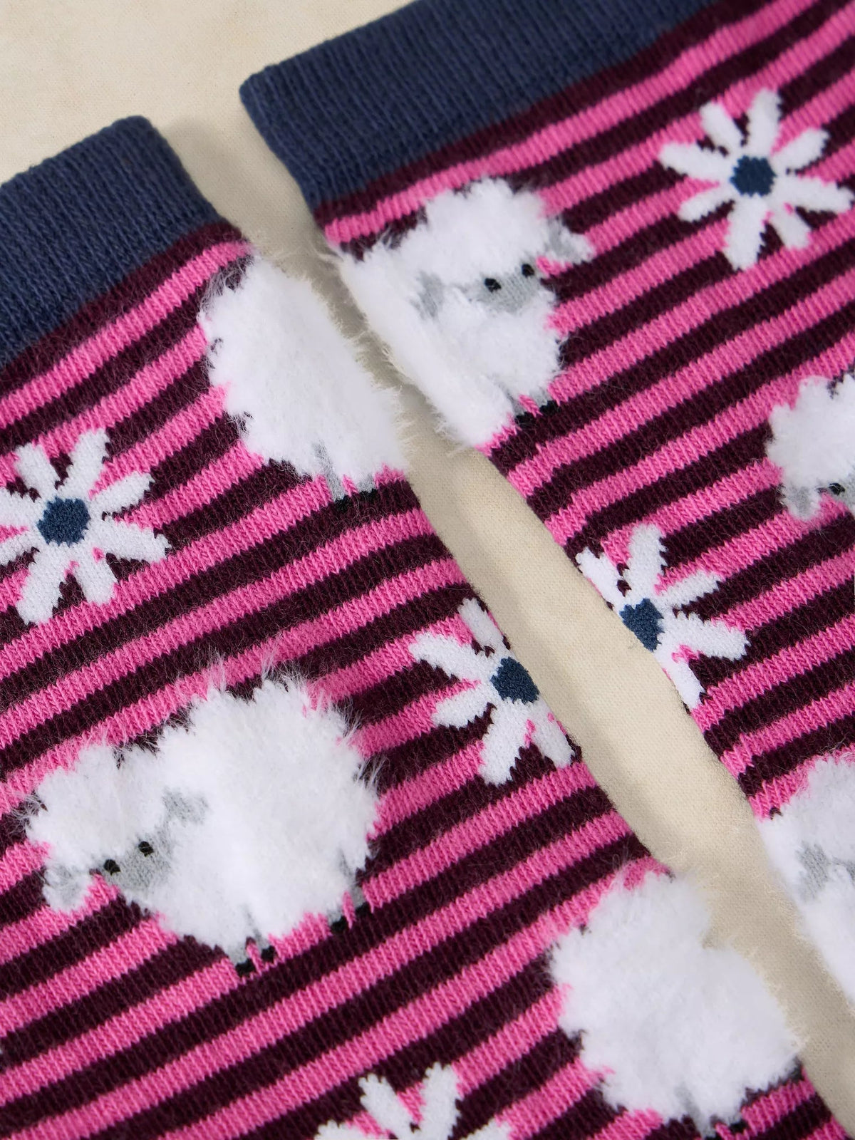 Fluffy Stripe Sheep Ankle SockPosh Boutique