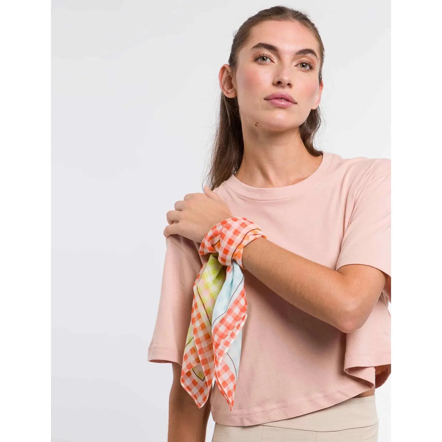 Fraas Gingham Grid Cotton Silk ScarfScarvesPosh Boutique