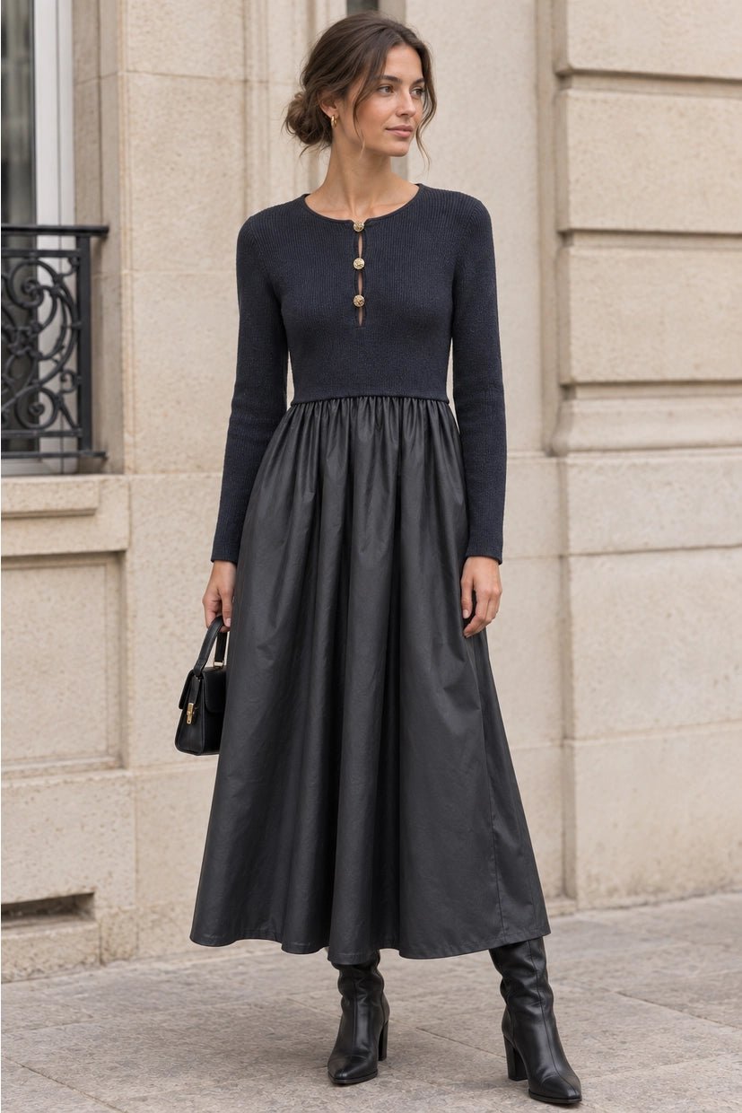 Jackie Dress with Gold ButtonsDressesPosh Boutique