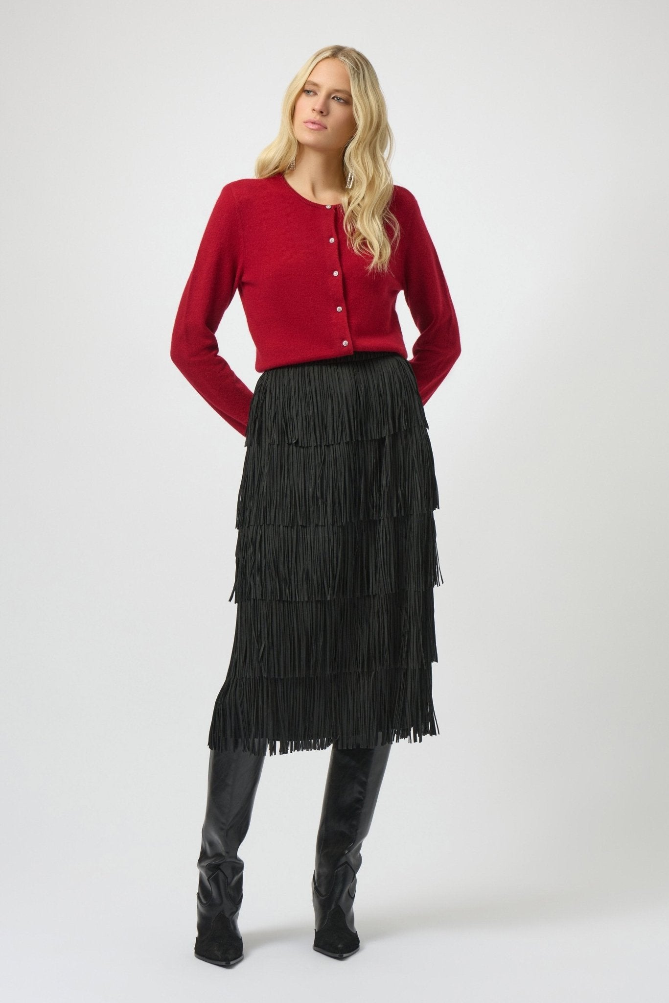 Joseph Ribkoff Deep Cherry Cashmere CardiganSweatersPosh Boutique
