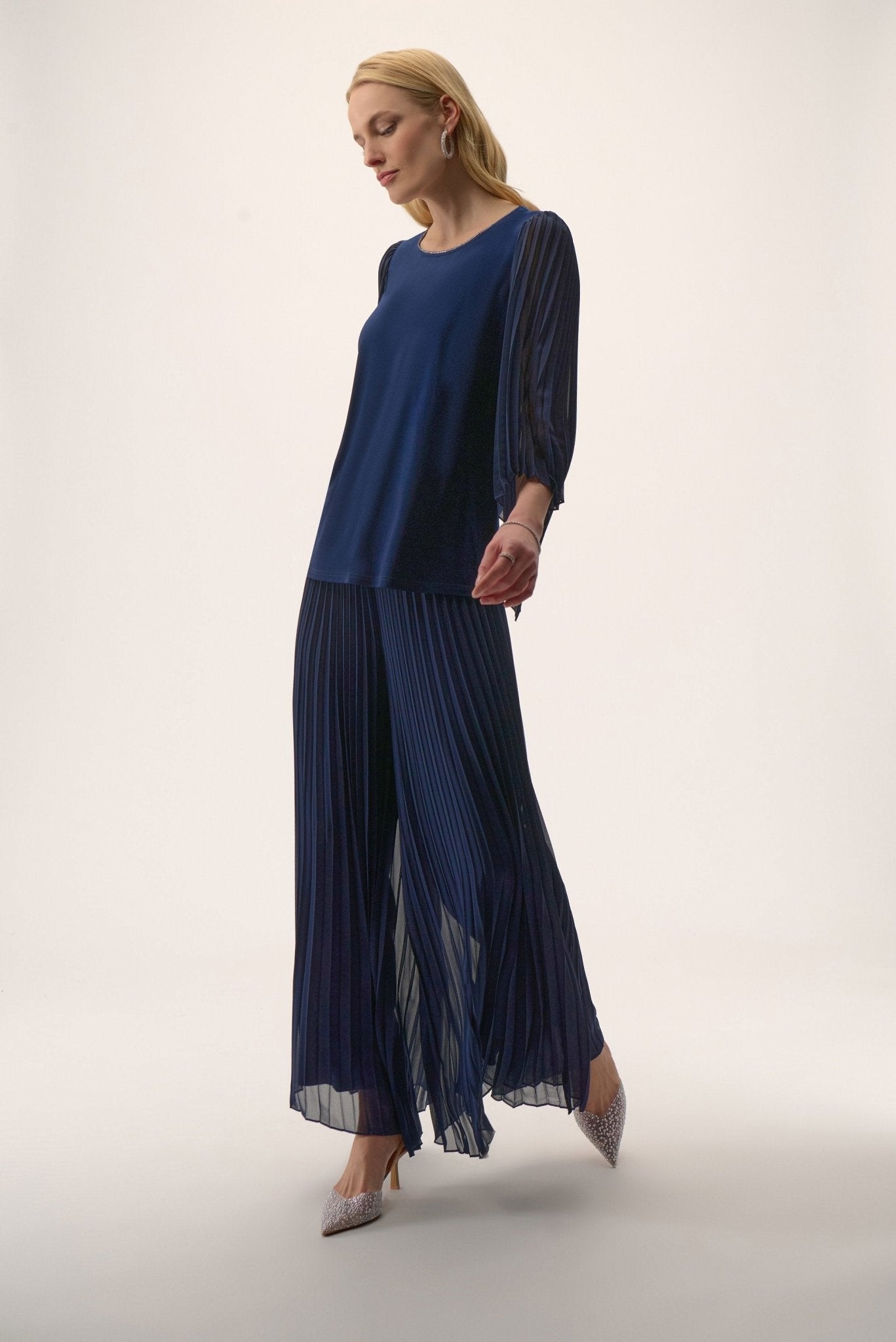 Joseph Ribkoff Pleated Sleeve BlouseTopsPosh Boutique