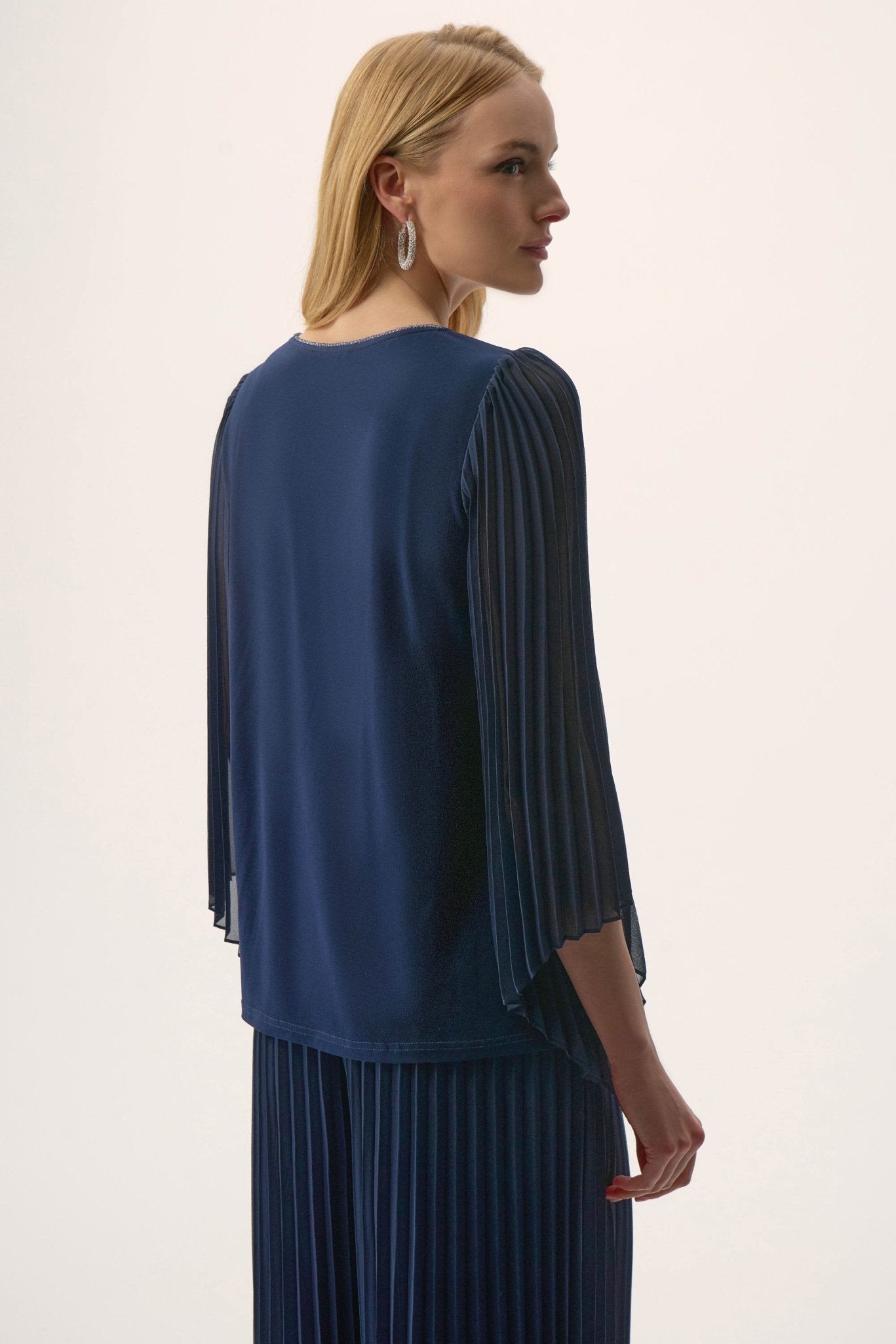 Joseph Ribkoff Pleated Sleeve BlouseTopsPosh Boutique