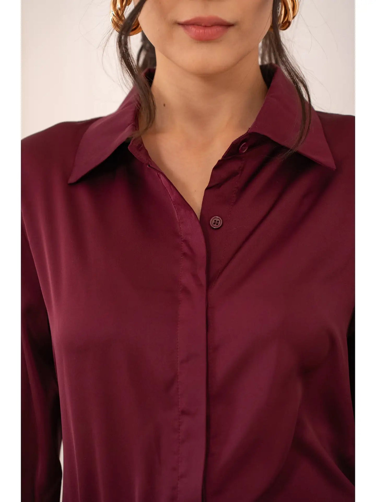 Léa Bordeaux Satin BlouseblousePosh Boutique