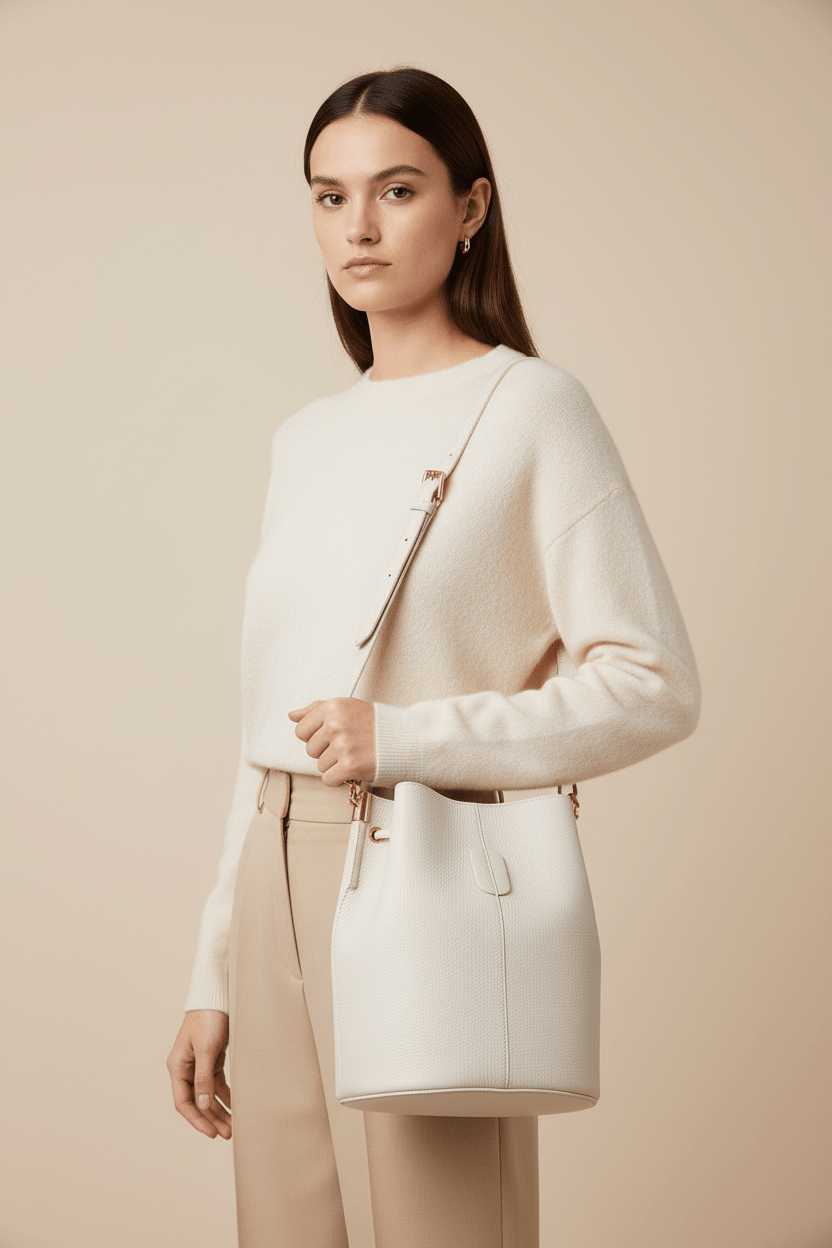 Leather Shoulder Bucket BagHandbagsPosh Boutique