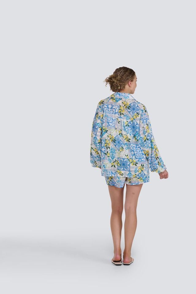 Lemon Print Oversized ShirtTopsPosh Boutique