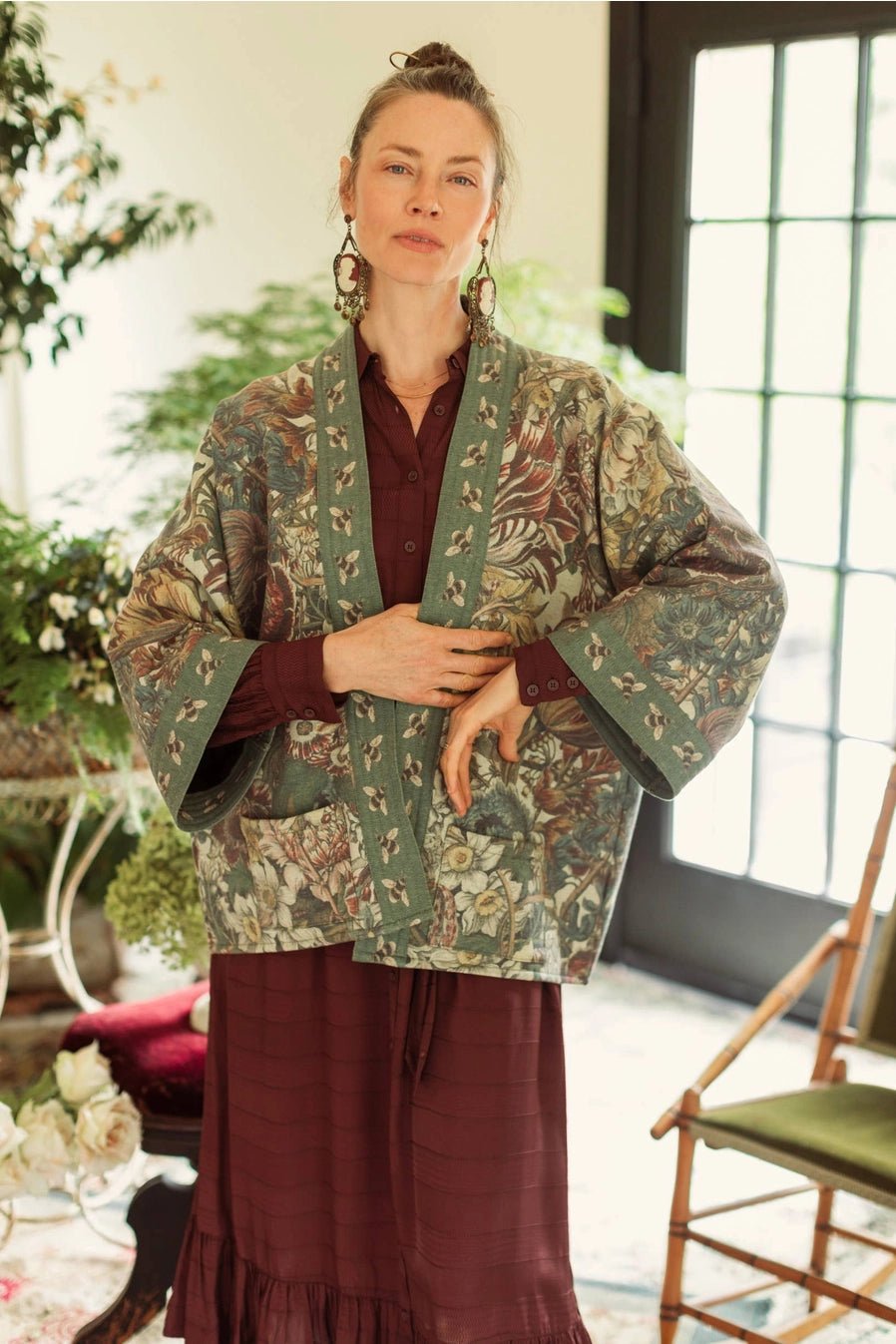 Market of Stars Love Grows Wild Fleece Cottage Kimono JacketJacketsPosh Boutique