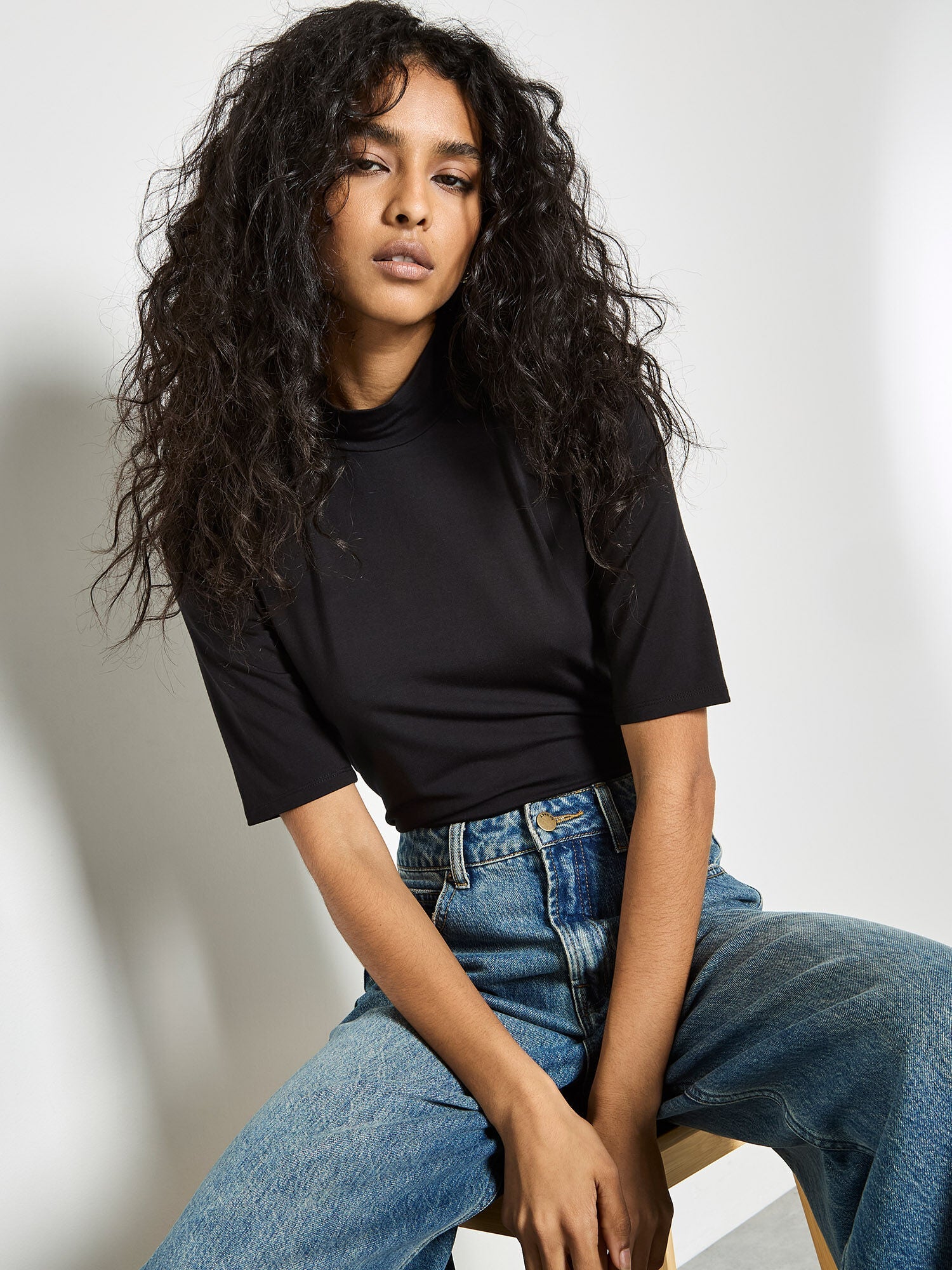 Mock Neck Elbow TeeTopsPosh Boutique