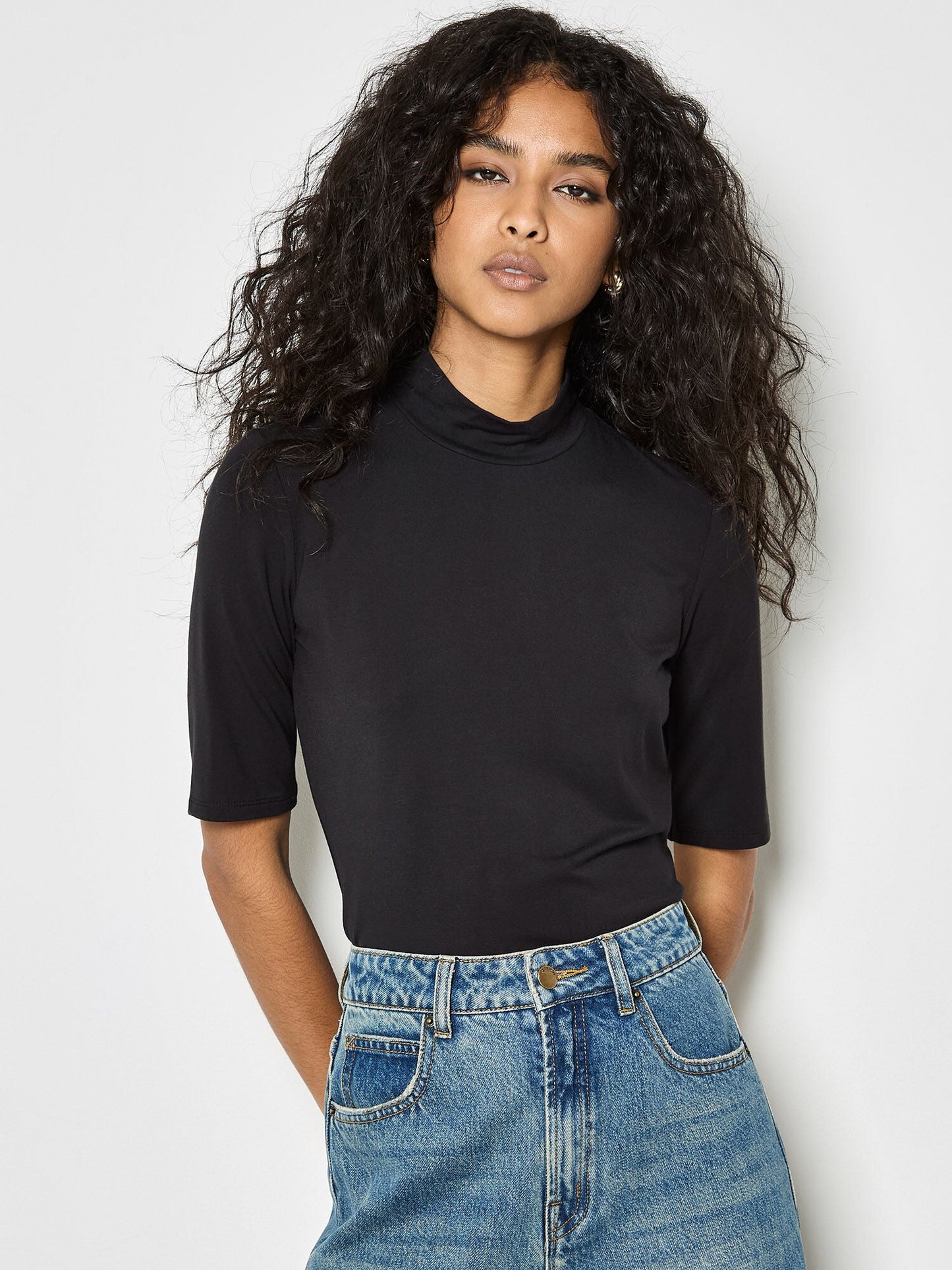 Mock Neck Elbow TeeTopsPosh Boutique