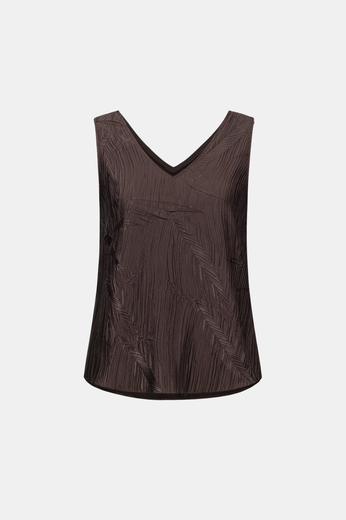 Pleated Satin Flared V - Neck TopTopsPosh Boutique