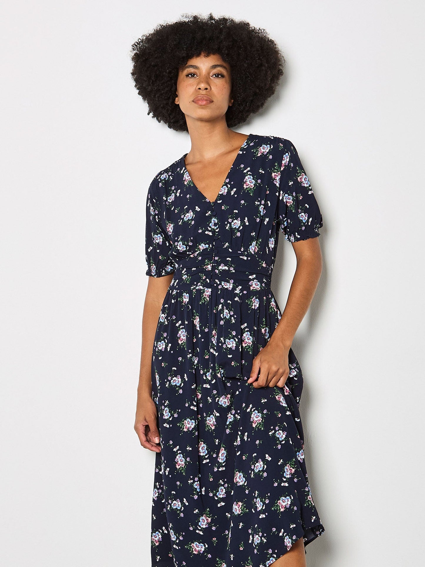 Pleated Waist Midi DressDressesPosh Boutique