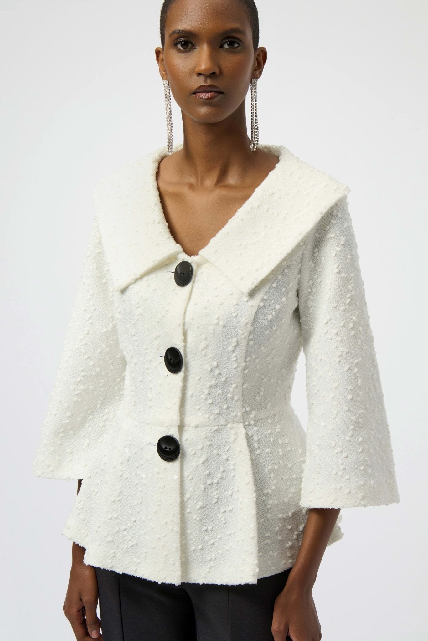 Sequin Bouclé Knit Peplum JacketJacketsPosh Boutique