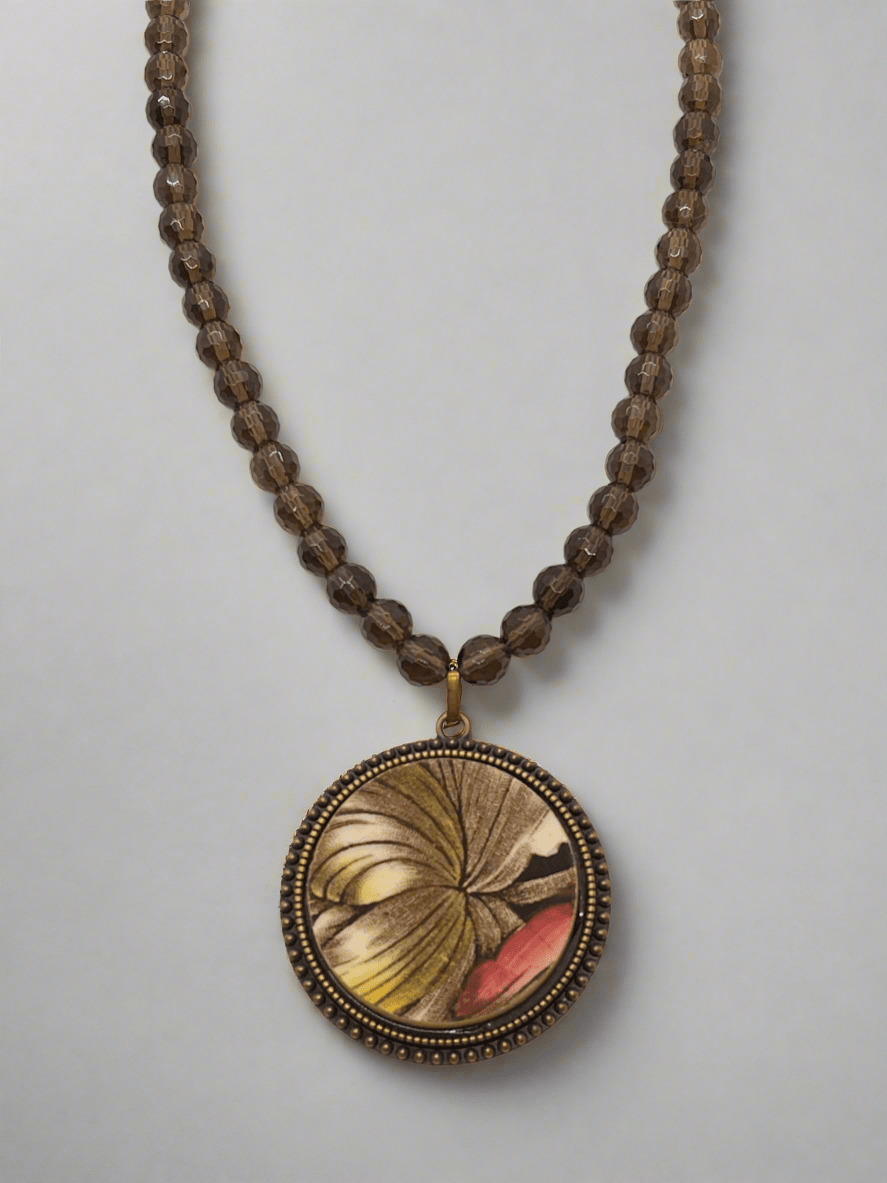 Smokey Quartz Beaded Antique China NecklaceJewelryPosh Boutique
