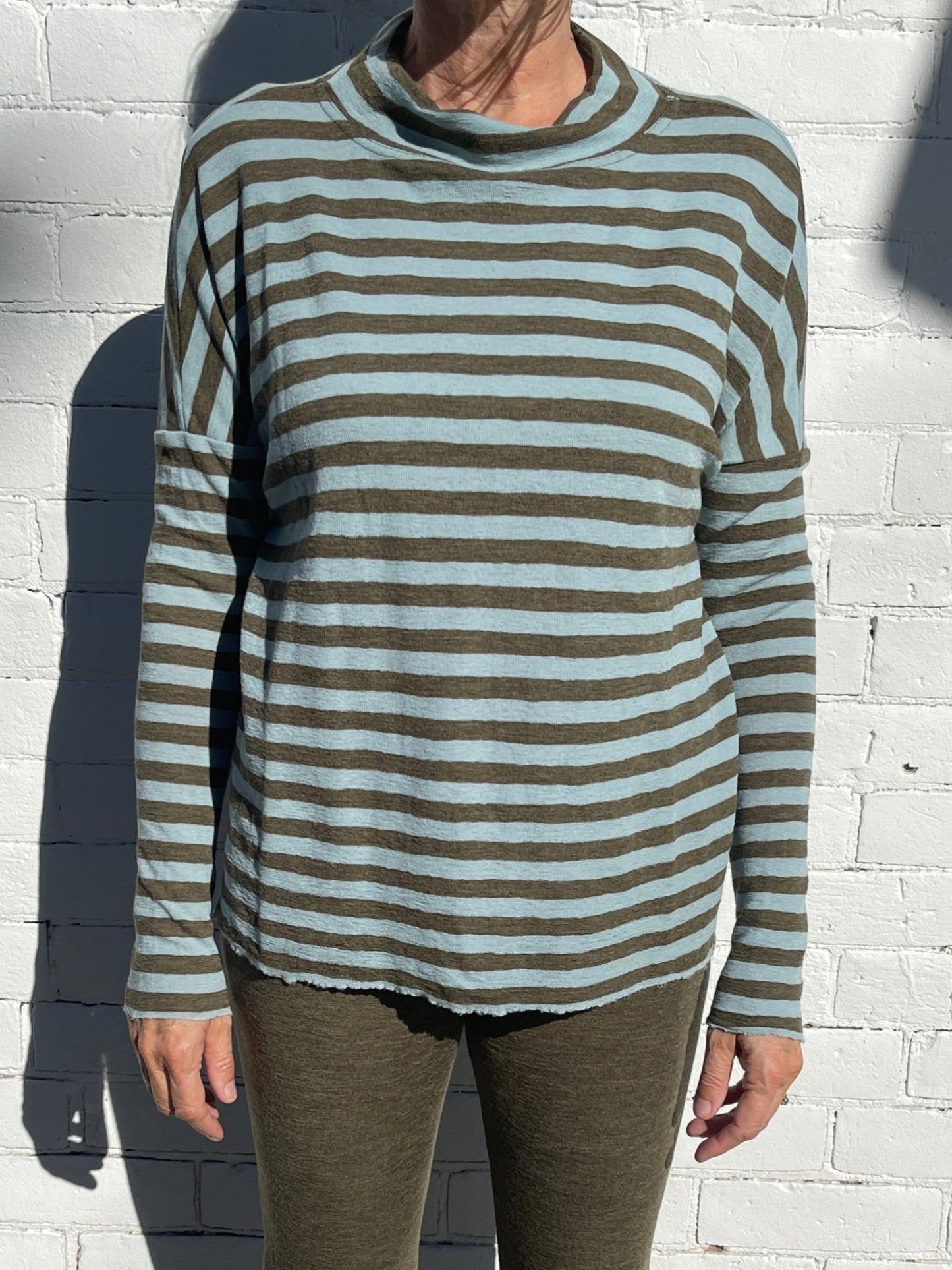 Striped Mock Neck TopPosh Boutique