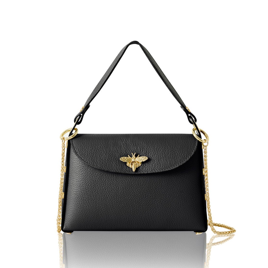 Structured Leather Bee BagHandbagsPosh Boutique