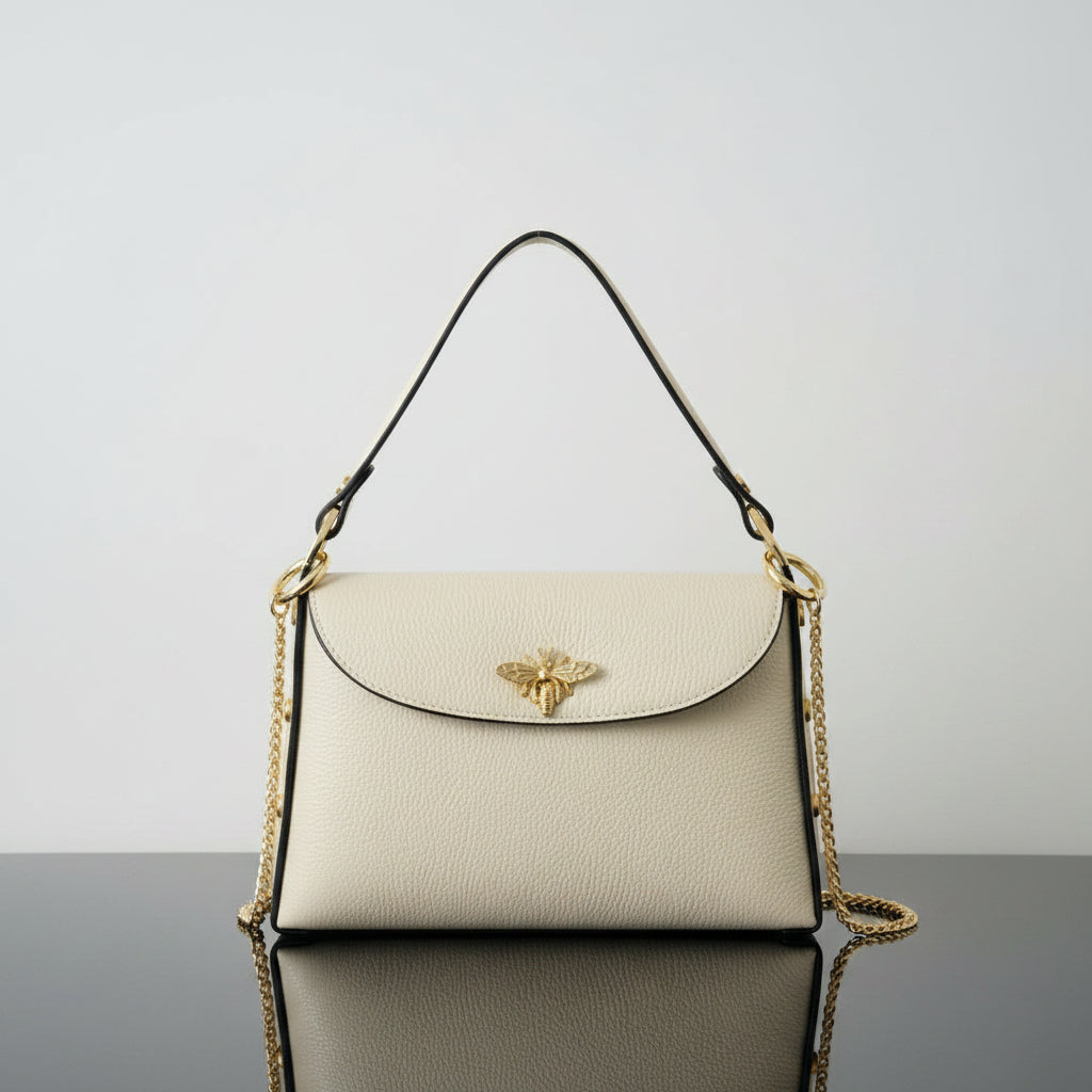 Structured Leather Bee BagHandbagsPosh Boutique