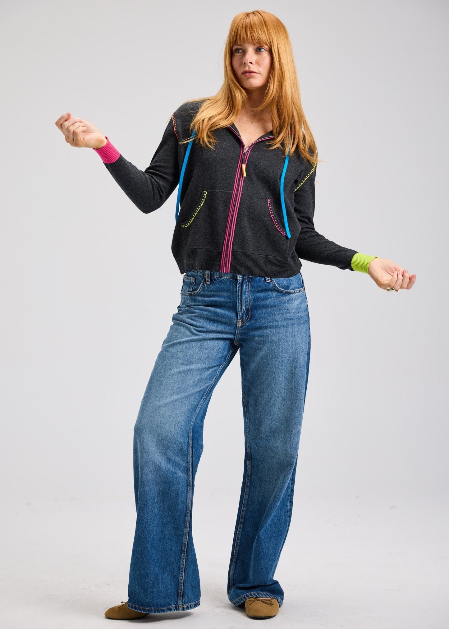 Zaket & Plover Heart Embroidery Zip - UpSweatersPosh Boutique