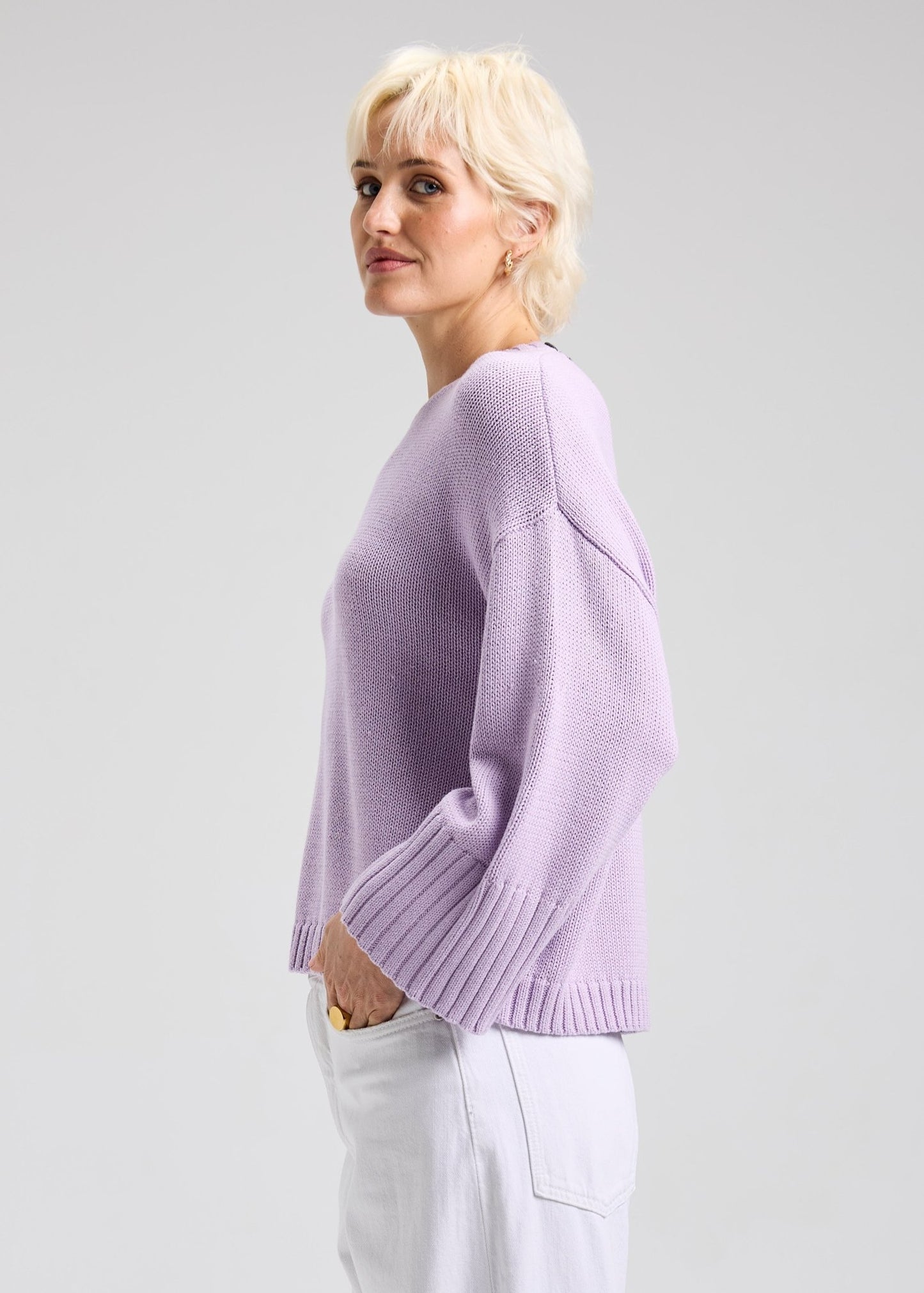 Zaket & Plover Lilac Wide Sleeve CrewneckSweatersPosh Boutique