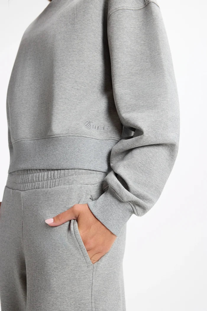 Ultrasoft Fleece Mock Neck Cropped Sweatshirt