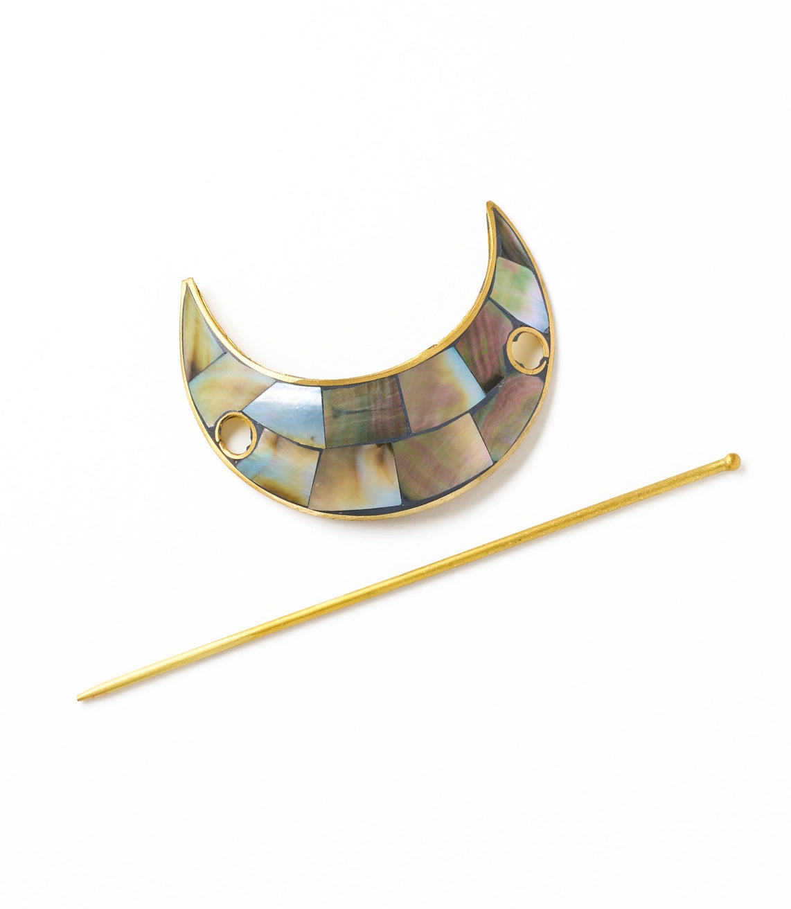 Crescent Moon Pearl Hair Pin with Stick