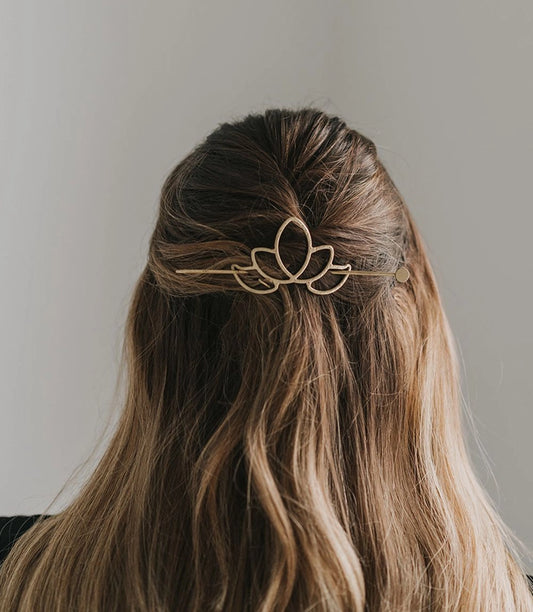Gold Lotus Hair Slide with Stick