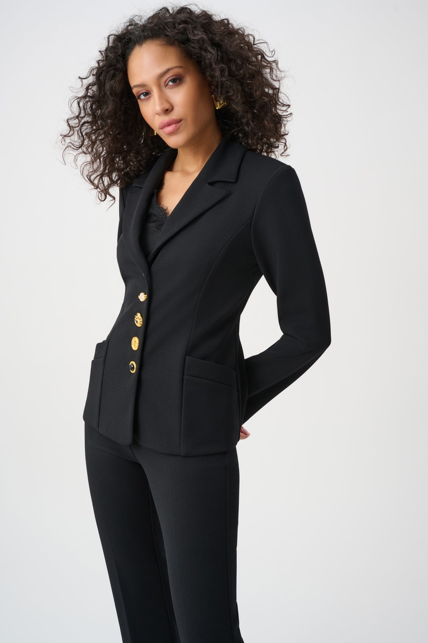 Fitted Blazer With Statement Buttons