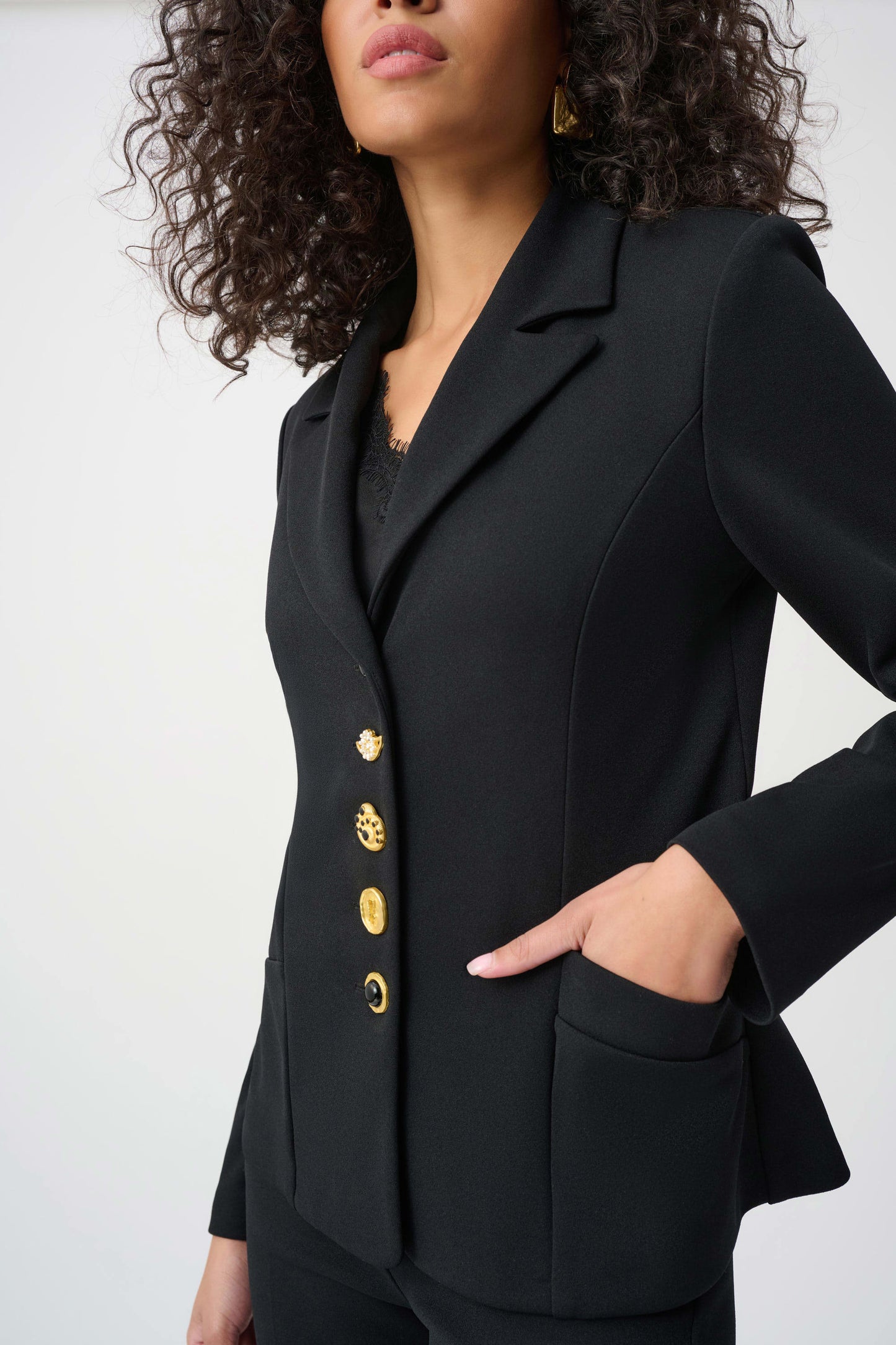Fitted Blazer With Statement Buttons