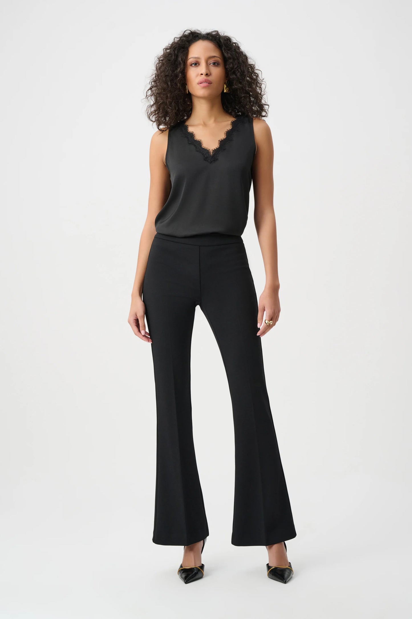Scuba Crepe Flared Pull-On Pants