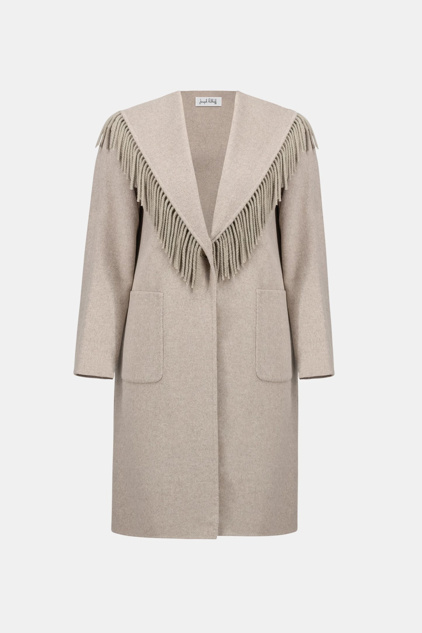 Shawl Collar Fringed Coat