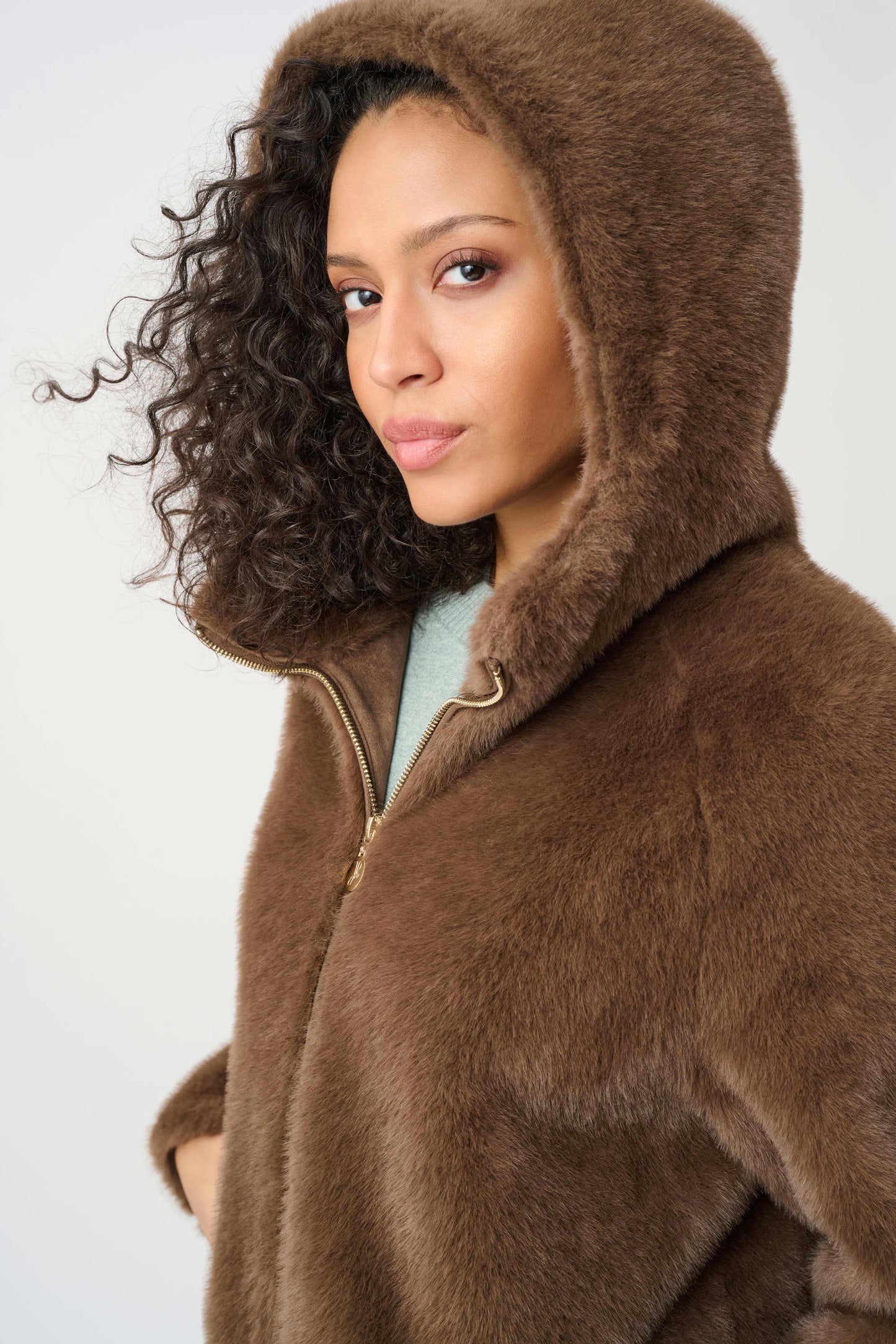 Faux Fur Hooded Coat